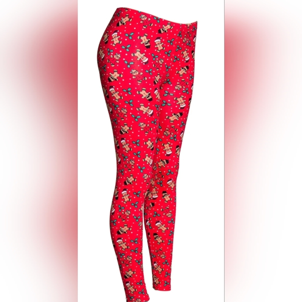 NWT Mayfair Red White Polka Dot Gingerbread Christmas Leggings 1X 16